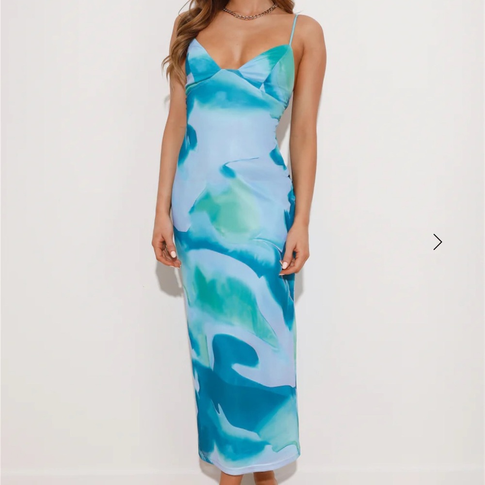 Hello Molly Watercolor Blue Bodycon Midi Dress